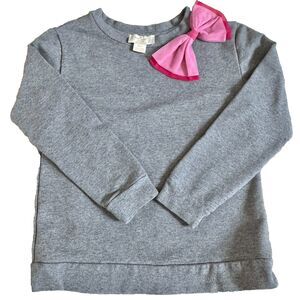 Kate Spade Kids Sweatshirt 7Y Gray Pink Bow Long Sleeve Pullover Designer Cozy